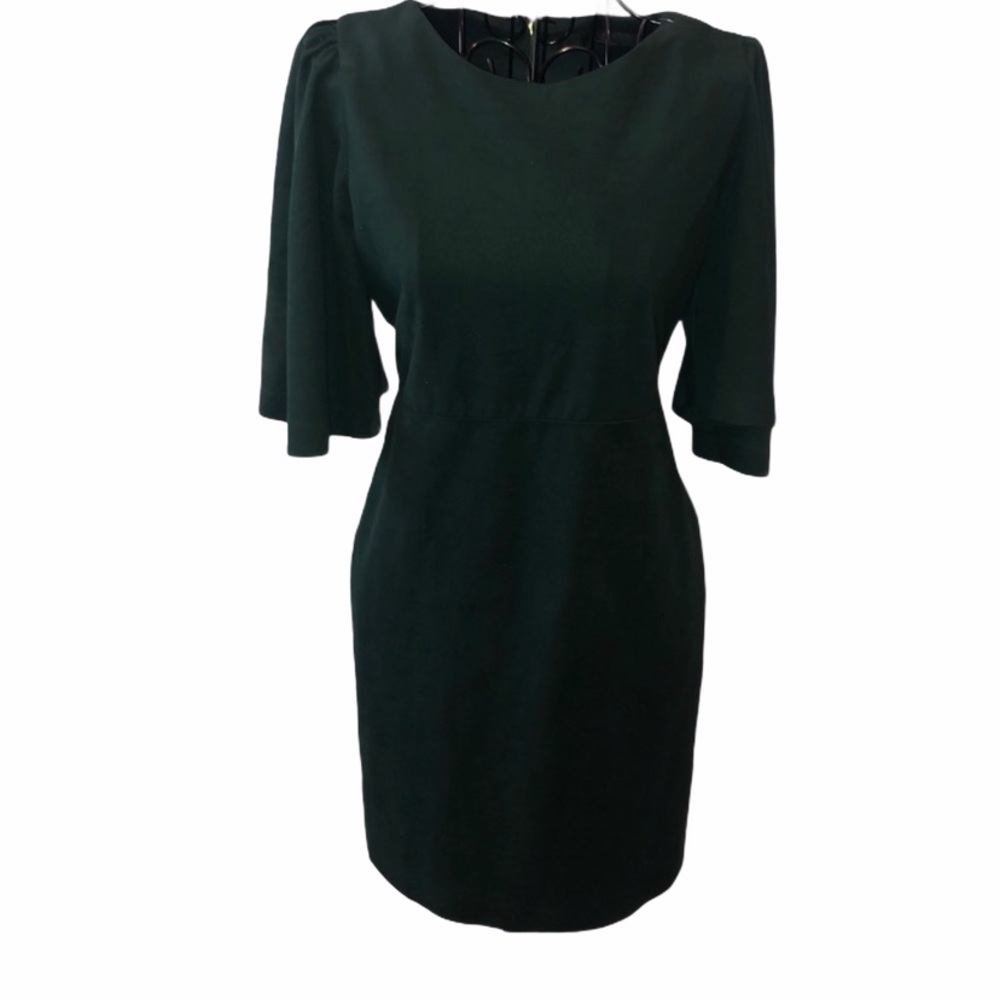 Zara Green Suede Ruffle Sleeves Dress